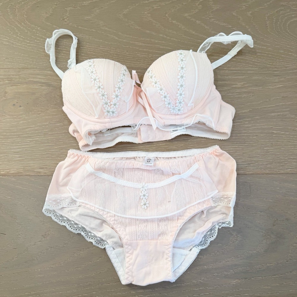 Cottagecore Coquette Victorian‎ Renaissance Lavender Lace Bralette Panty Set S